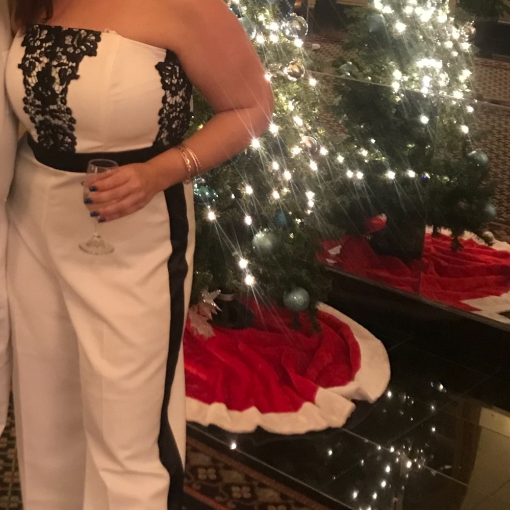 NY and Company Jumpsuit- black/white-size large